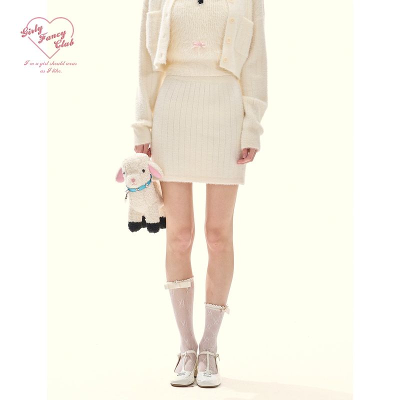 Girly Fancy Club（ガーリーファンシークラブ）の「[GirlyFancyClub] Soft Mink Fur Lady Style knitted Sweater Skirt（Skirts）」