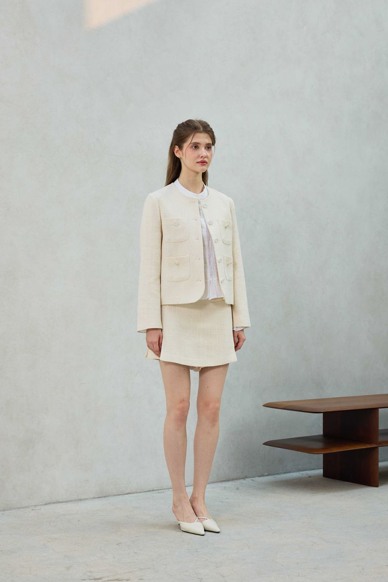 CHERISH TWEED SKIRT PANTS / WHITE