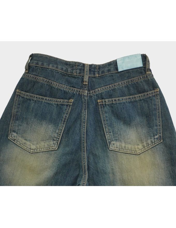 Retro washing denim pants
