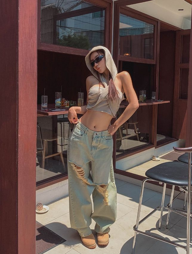 Low Cross Top Hooded Sleeveless