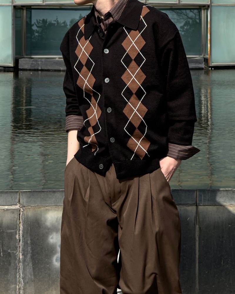 Thebel Argyle Knit Cardigan