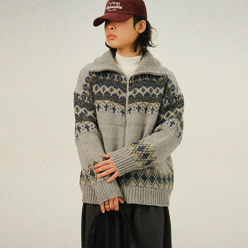 SEMIKAJI(セミカジ)の「NE High Neck Nordic Zip-up(Tops)」
