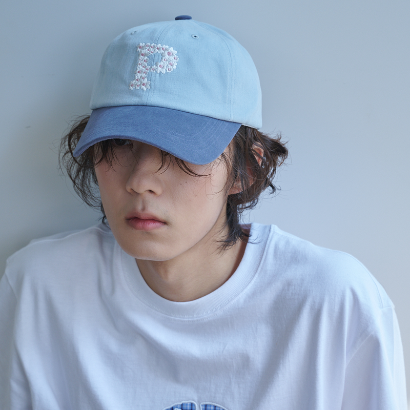 Floral P Logo Ball Cap (Soft Navy & Sky blue)