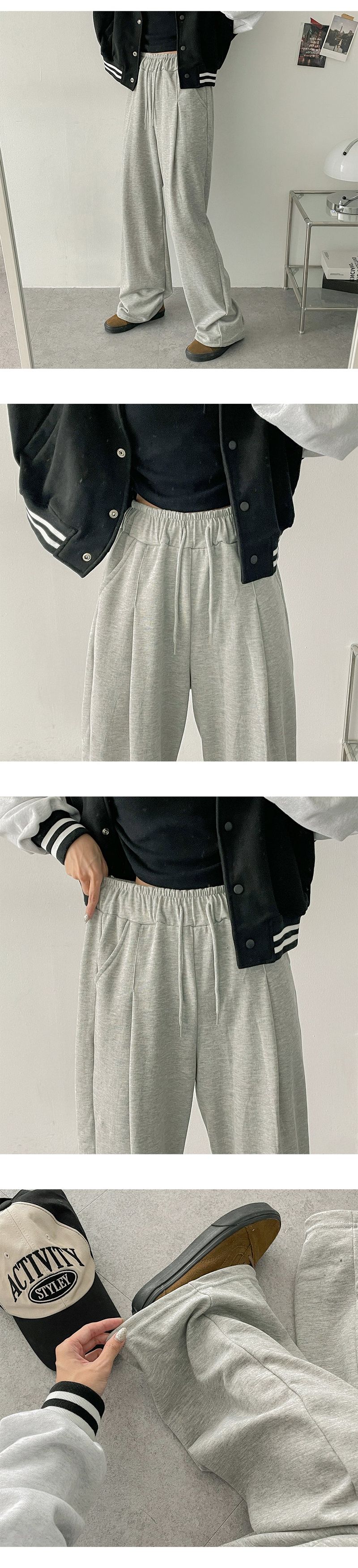Pintuck Wrinkle Line Banded Wide Pants