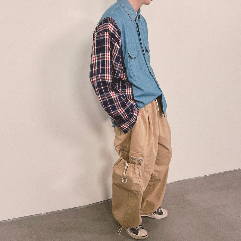 check block denim shirt_blue