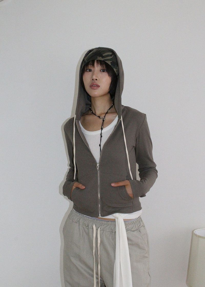RIB SLIM HOOD ZIP-UP