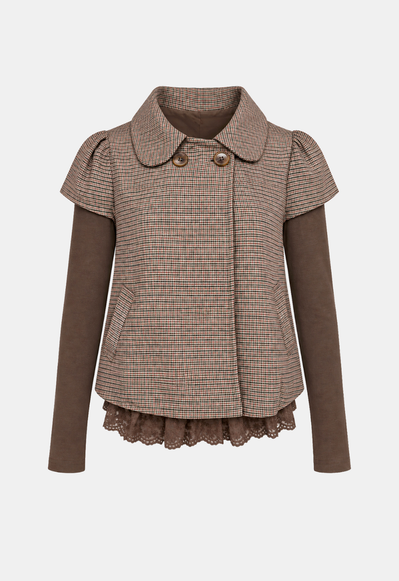 Isabel Layered Houndstooth Puff Jacket