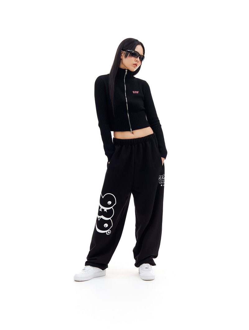 KNIT ZIP-UP CARDIGAN (BLACK)