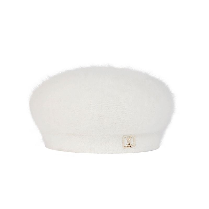 VA Square Stud Angora Beret / Cream