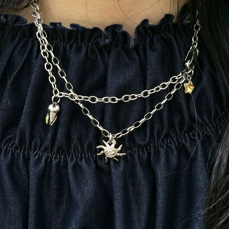 tooth gem necklace (yellow)