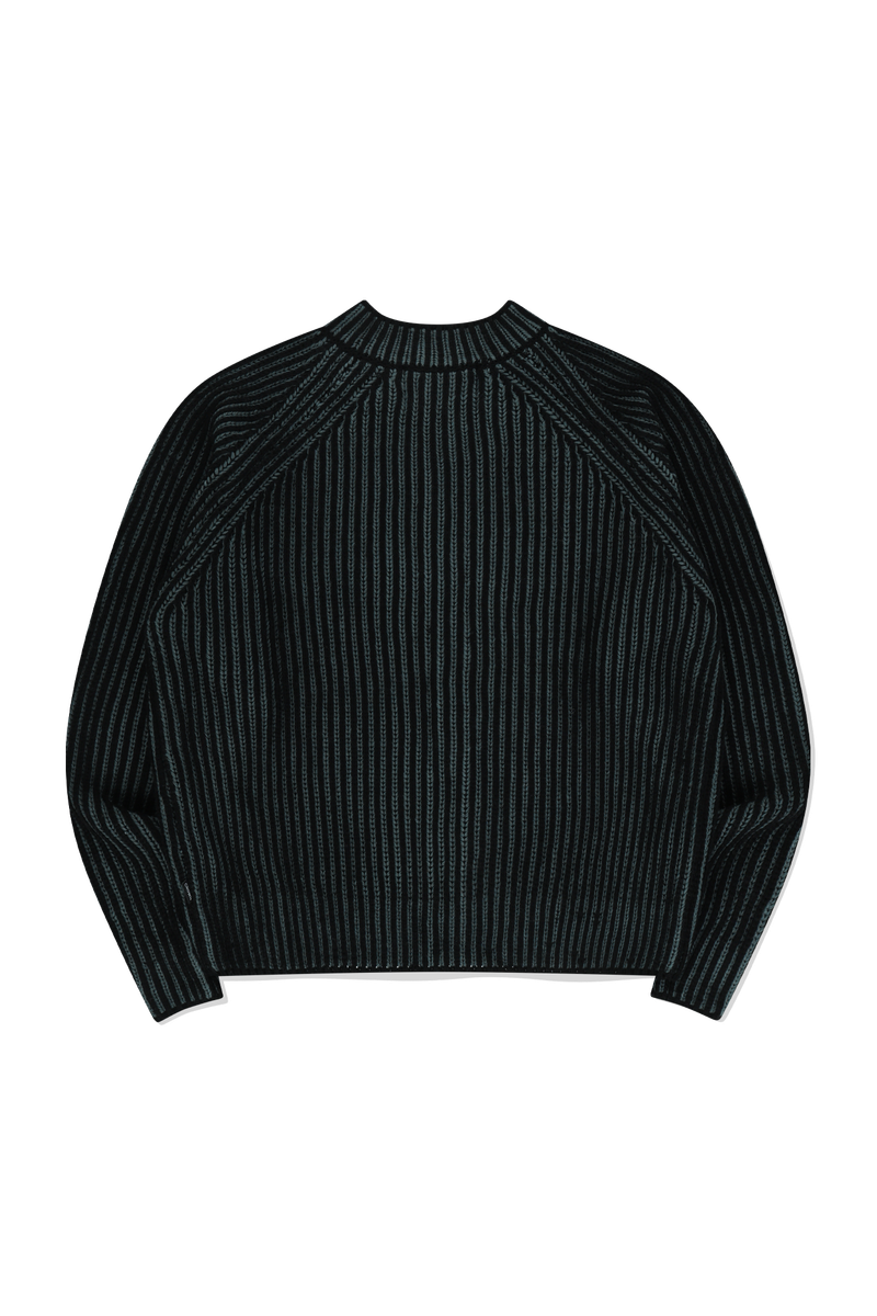 TWO TONE HEAVY KNIT ZIP UP