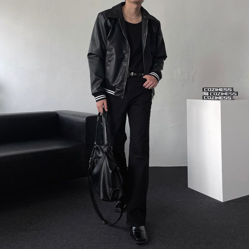 Louis Leather Sporty Crop Jacket (2 colors)