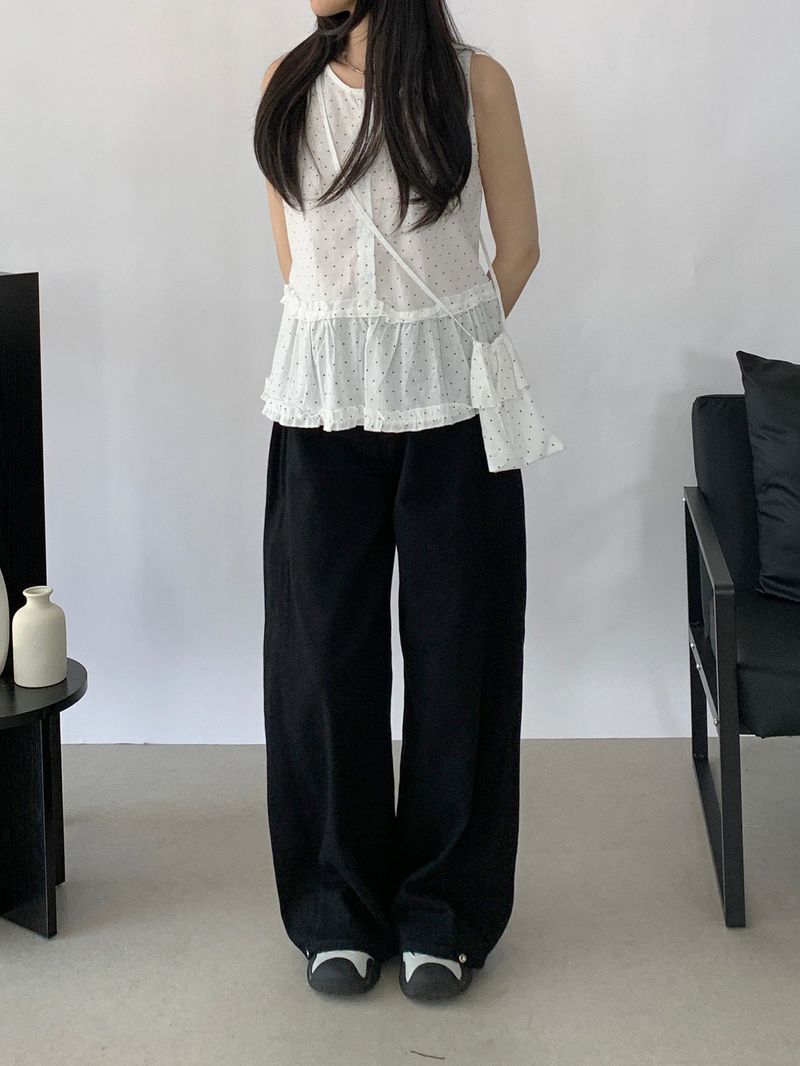 David Dot Frill Blouse Pouch Set