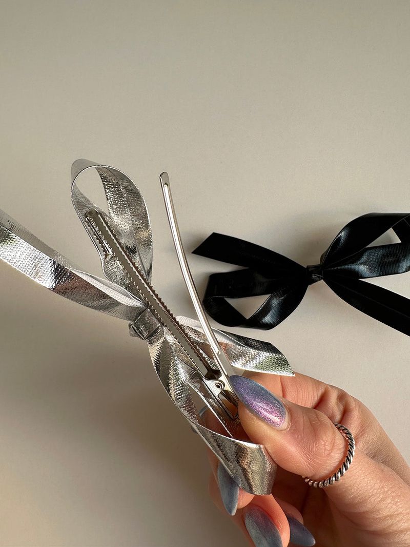 Metalic ribbon hair pin (2color)