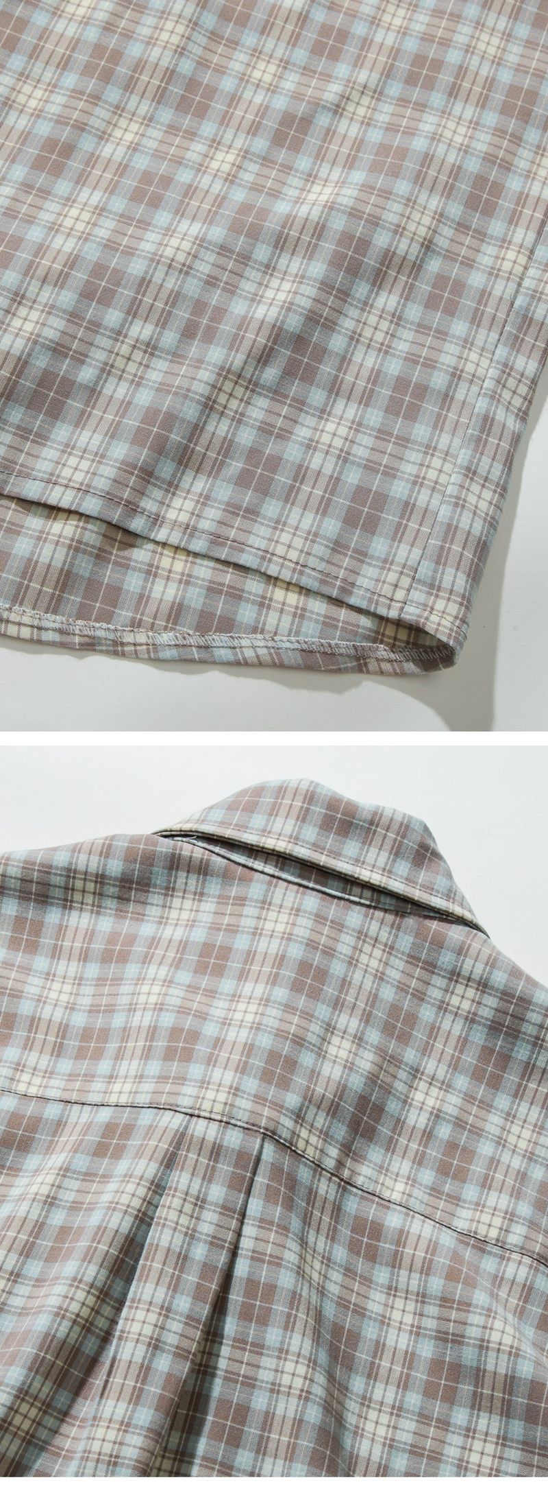 SOFT AND MILD MINIMAL CHECK SHIRT_BEIGE