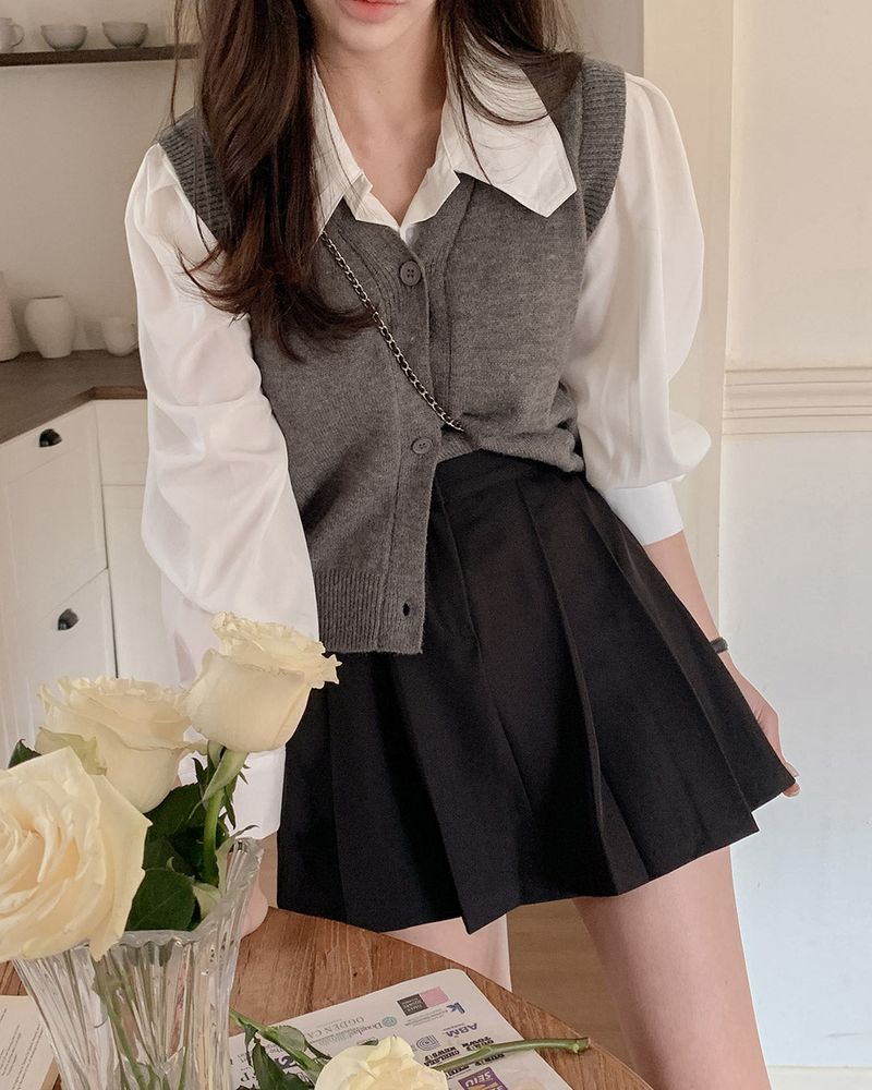 MAYBINS(メイビンス)の「Delmo Knitwear Layered Shirt(Tops)」