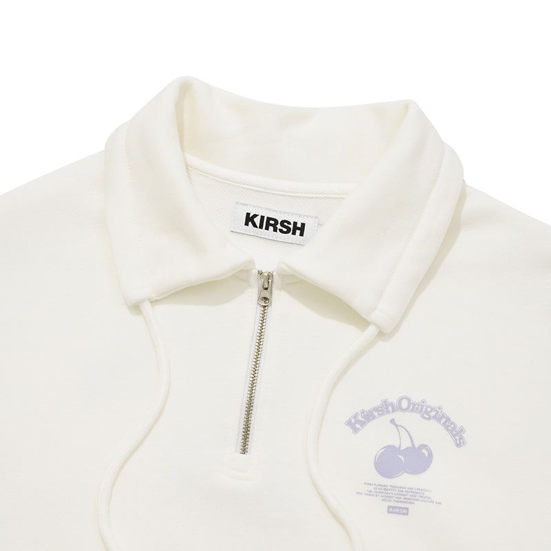 CHERRY ARCH CROP HALF ZIP UP [WHITE]