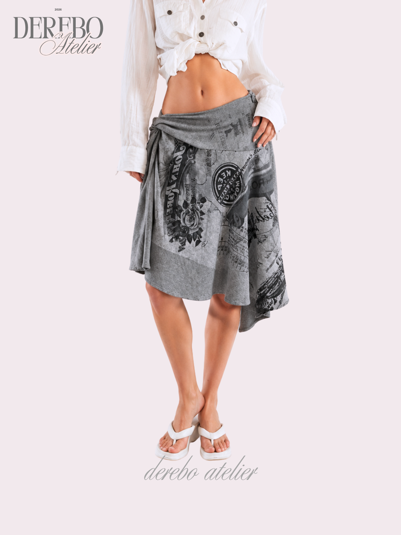 dereborujo（ドレボルゾー）の「Gray Paper Unbalanced Midi Skirt（Skirts）」