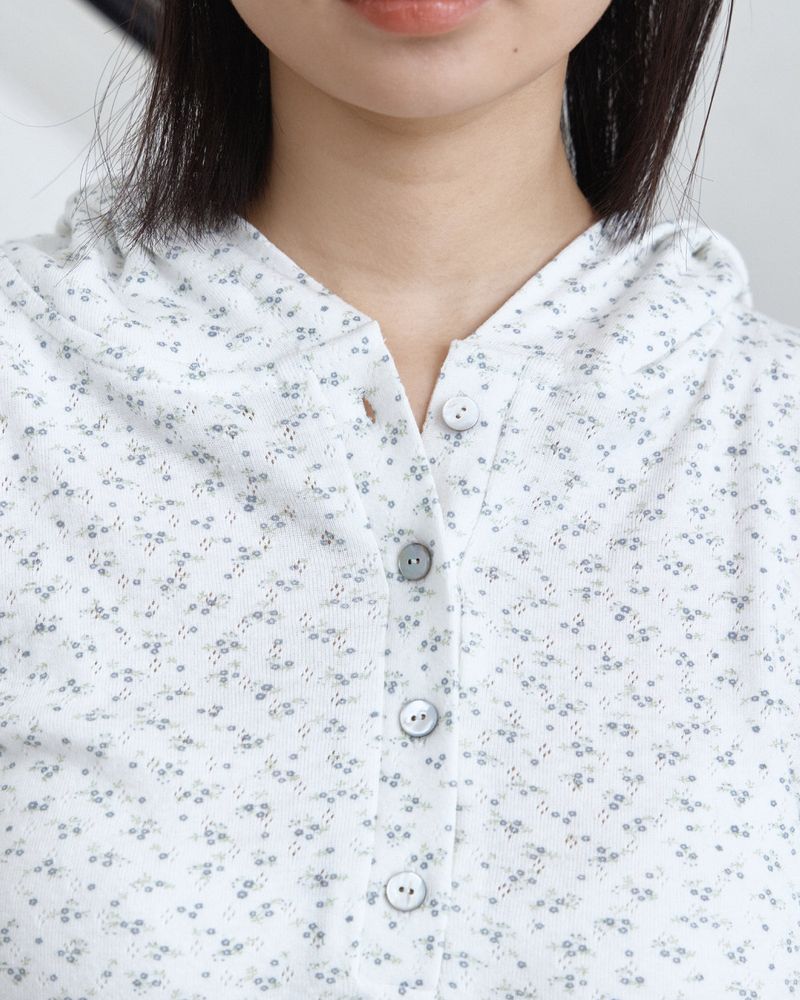Half Button Flower Hoodie