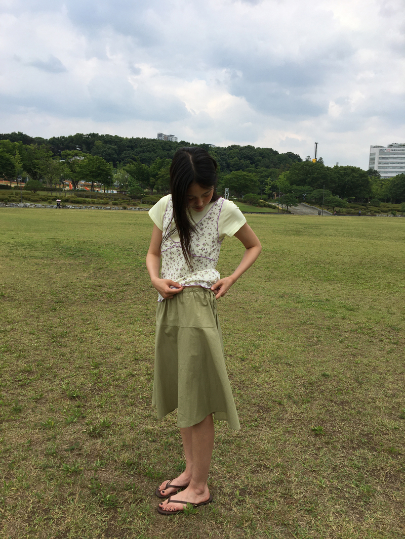 Tilt strap midi skirt (3color)