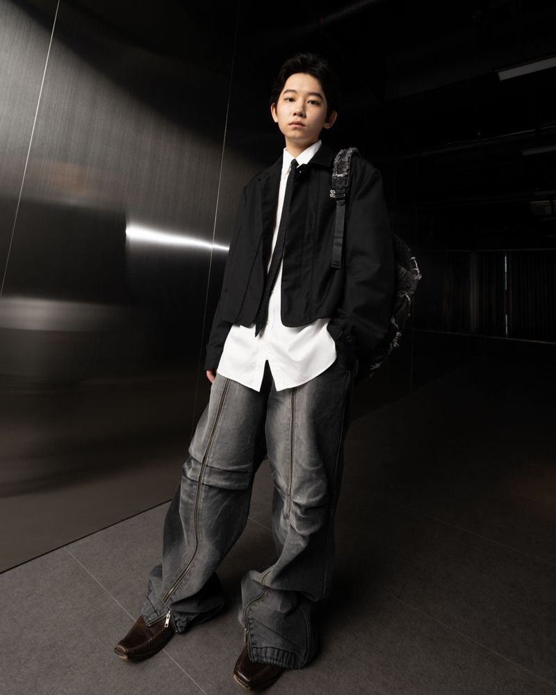 Long Zipper Denim Pants (Black)