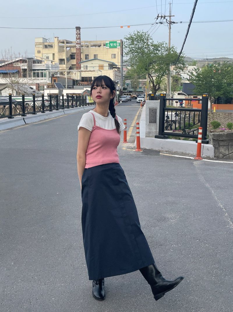 Harney button long skirt