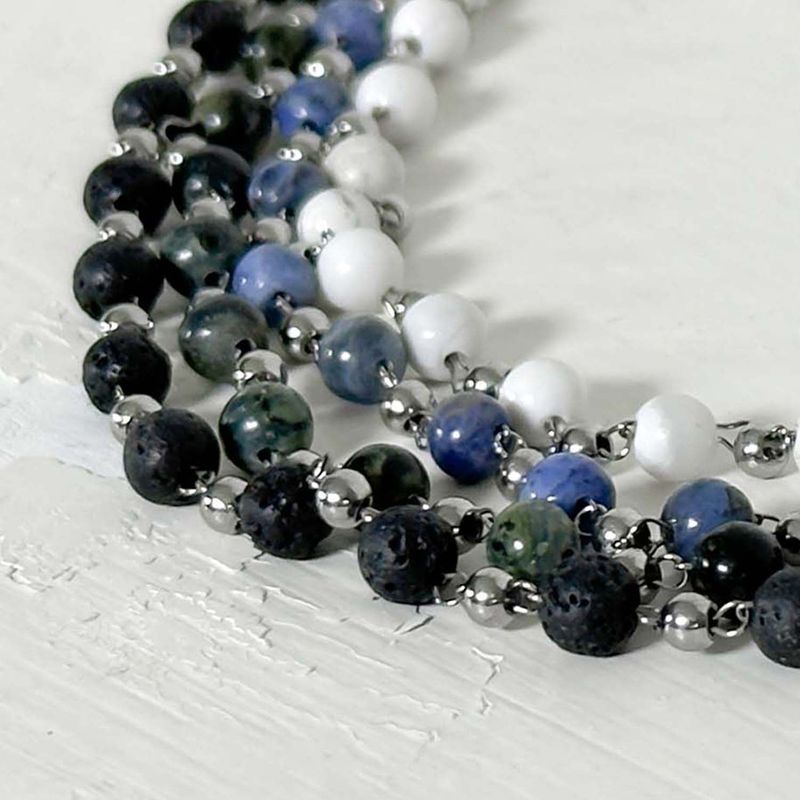 ss-Nature beads+ chain bracelet_white