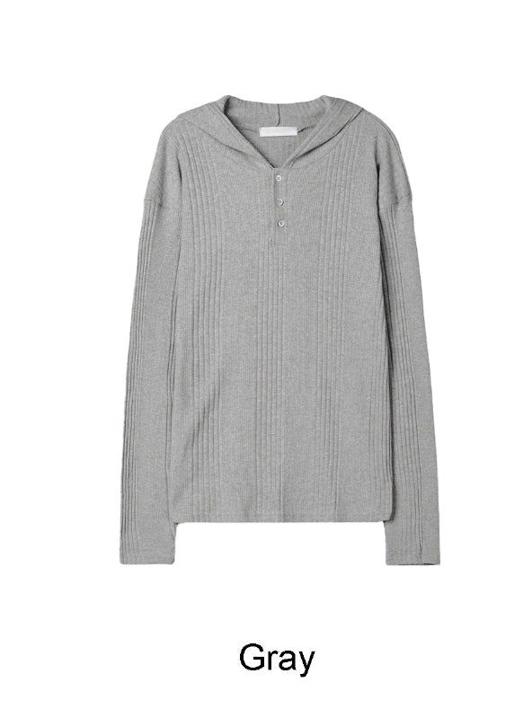 Charis Henley Neck Hooded Knit