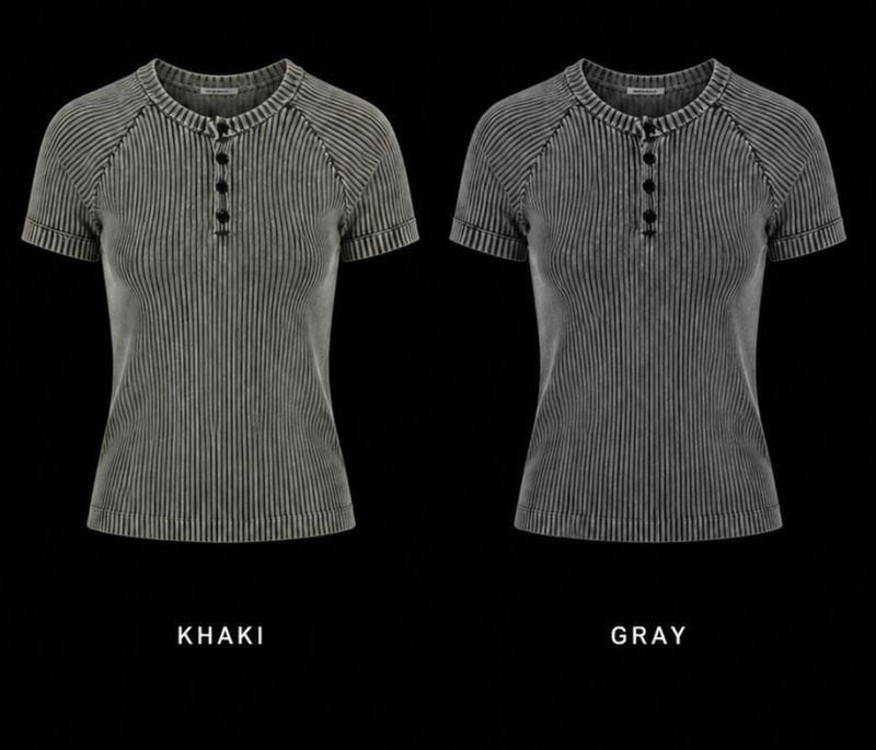 Washed Henley Knit