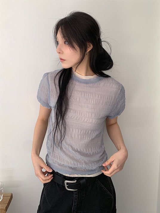 SHEER PUFF BLOUSE (4C)