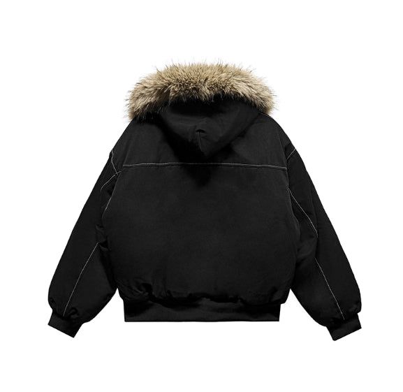Trisher Raccoon Fur Cut-Out Padded Jumper