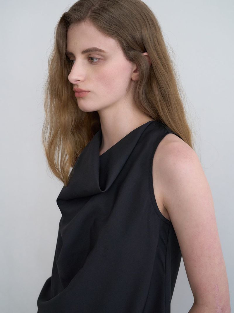 Celine cowl blouse (Black)