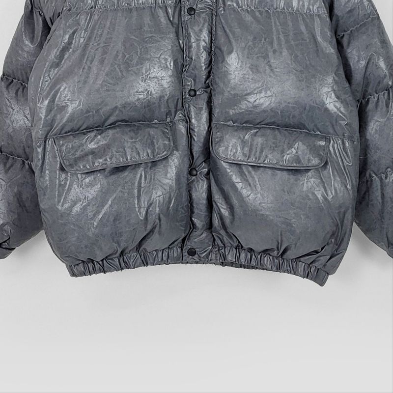 Cracked Nuptse Metallic Short Puffer Jacket