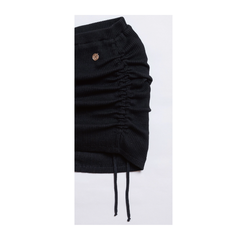 SHIRRING STRING SKIRT BLACK