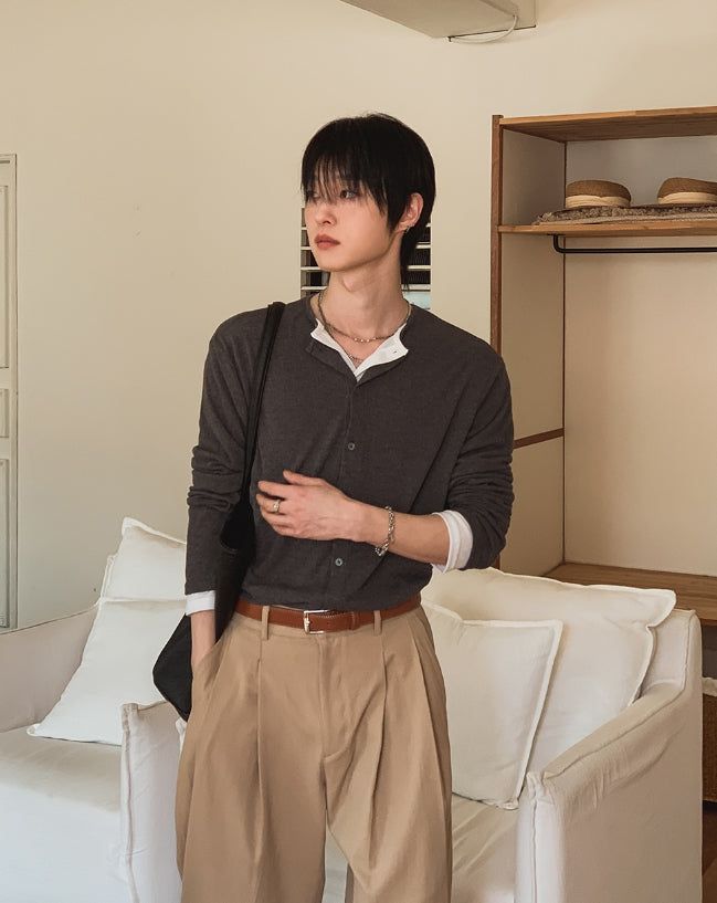 1+1 Daily Ribbed Round Cardigan