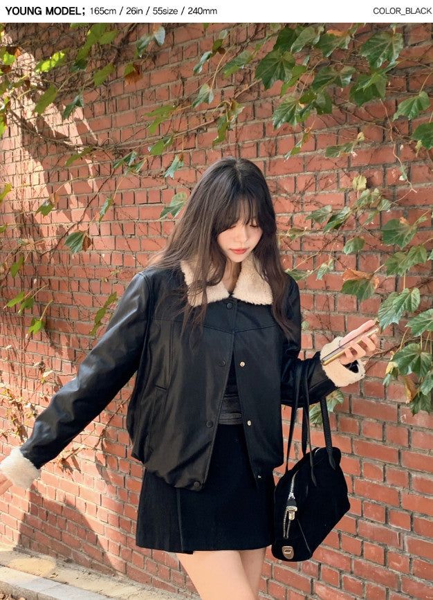 #BY Boa Collar Leather Blouson (2color)