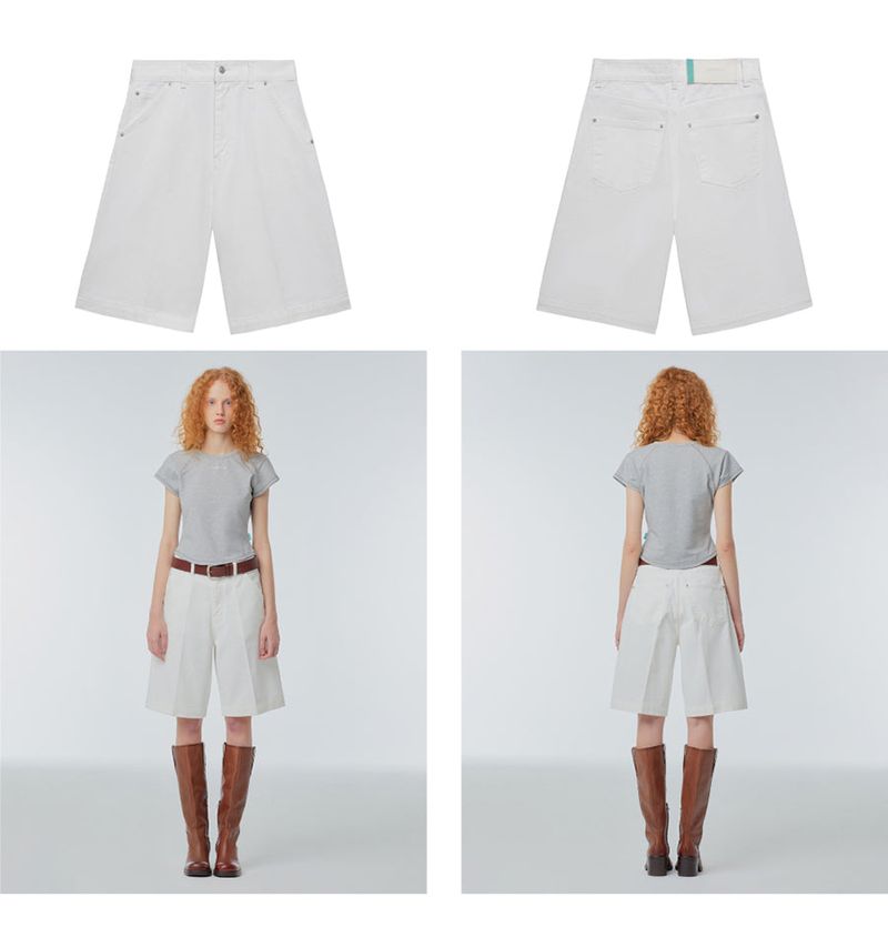 Wide-leg denim bermuda shorts