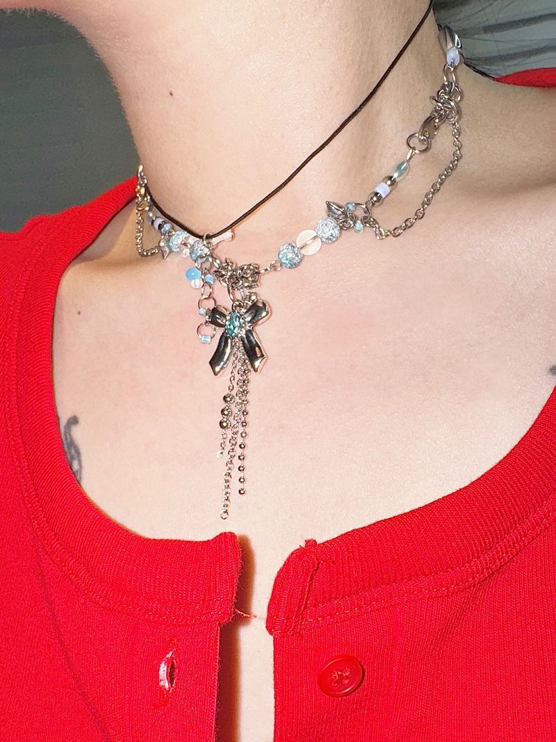 Pierced beads choker (4color)