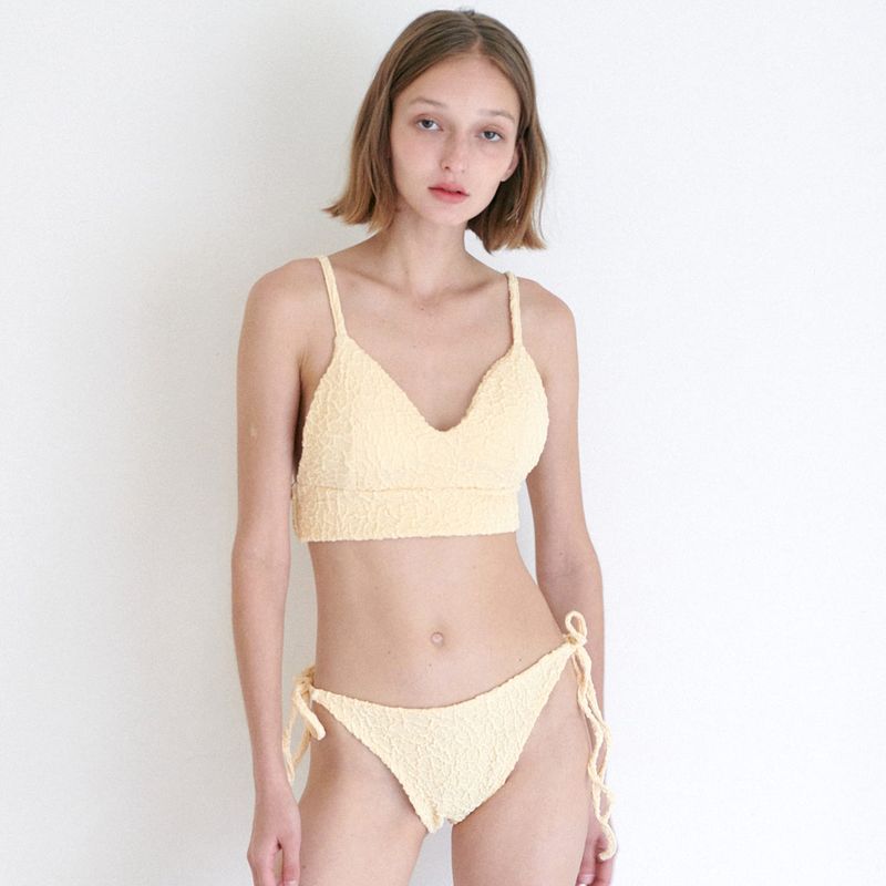 STRING SHIRRING BIKINI SET / BUTTER