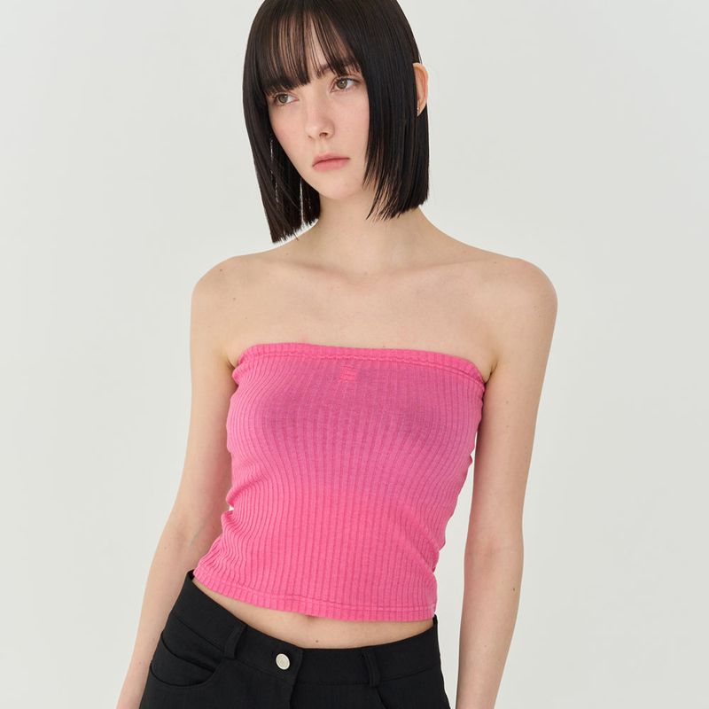 LOGO STRIPE STRAP TUBE TOP (PINK)