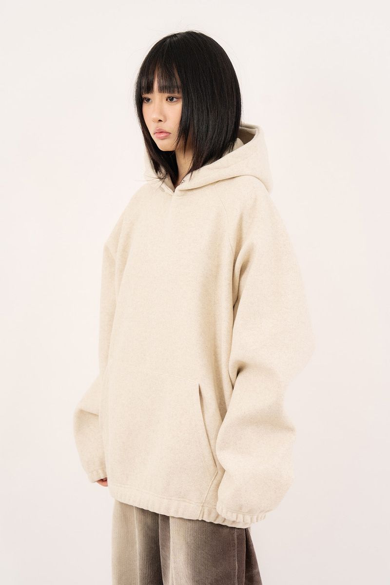 Raucohouse(ラウコハウス)の「Banding raglan wool snap hoodie(Tops)」
