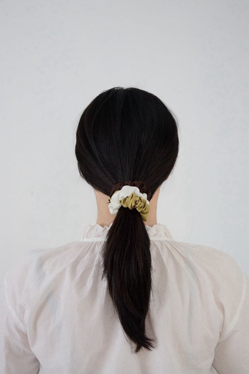 Tiny olive sandwich scrunchie (3set)