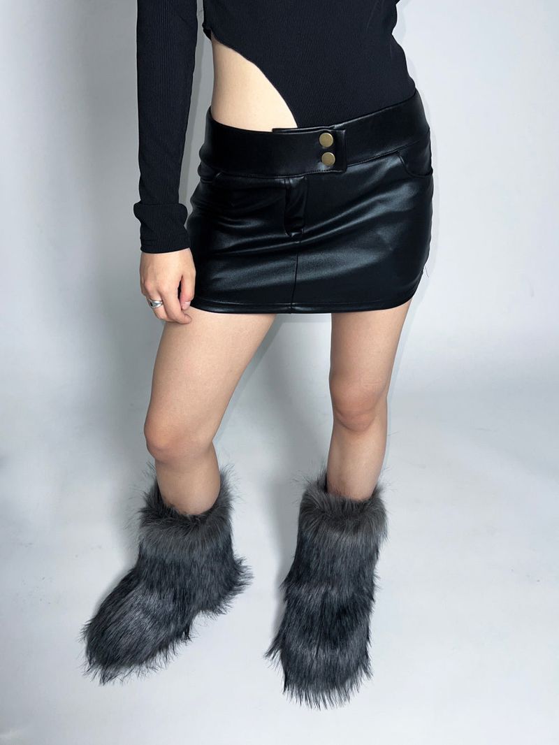 Soft eco fur middle boots (3 Color)