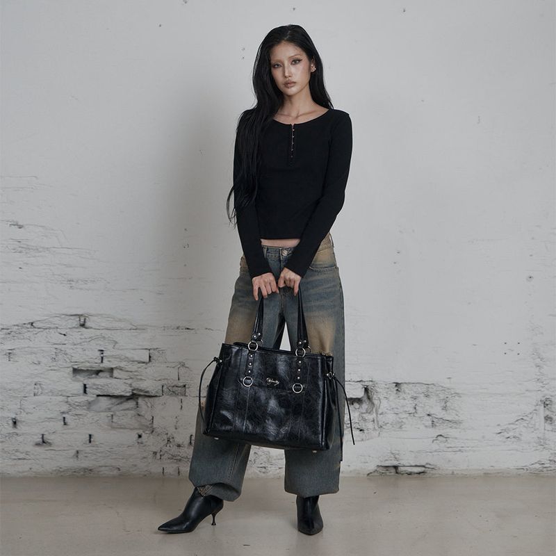 C HOOK FRONT OPEN T-SHIRT_BLACK