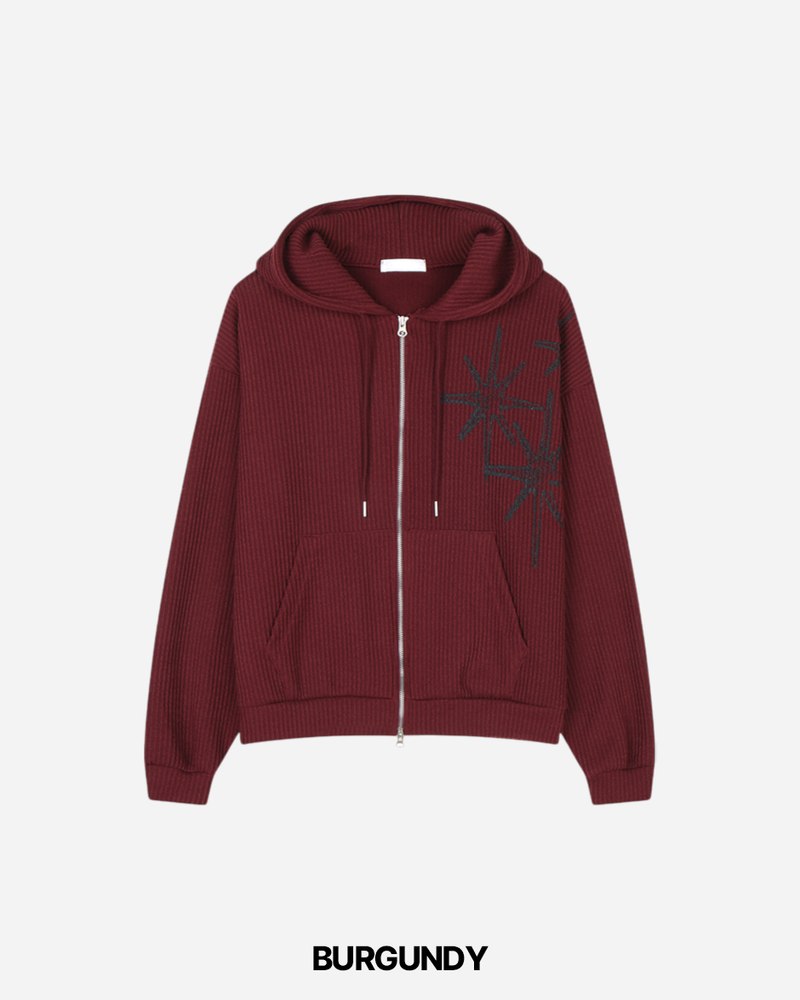 Bloom Cropped Knit Hooded Zip-up