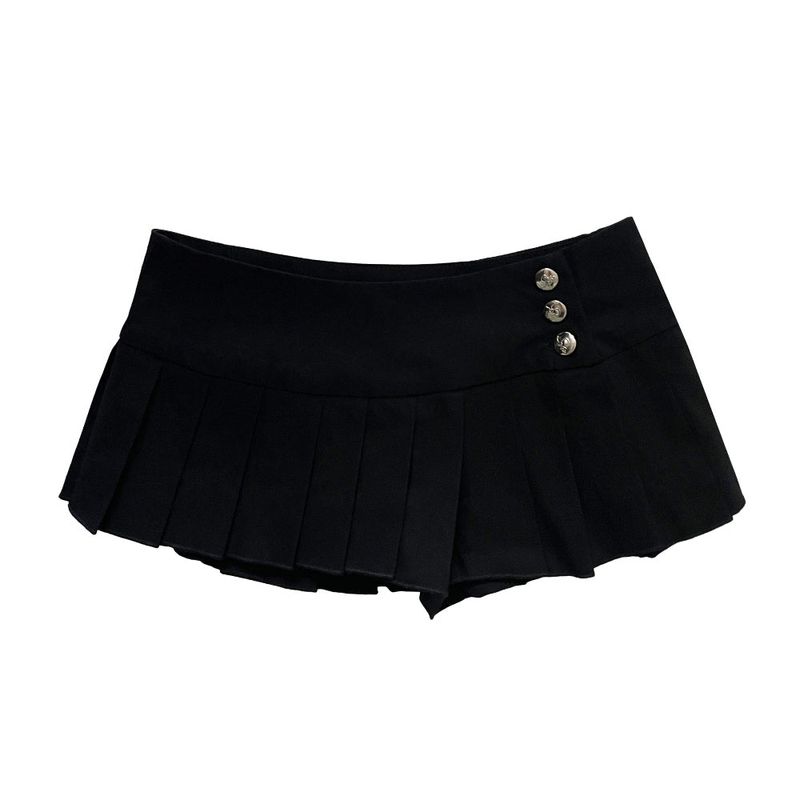 Button pleated skirt pants