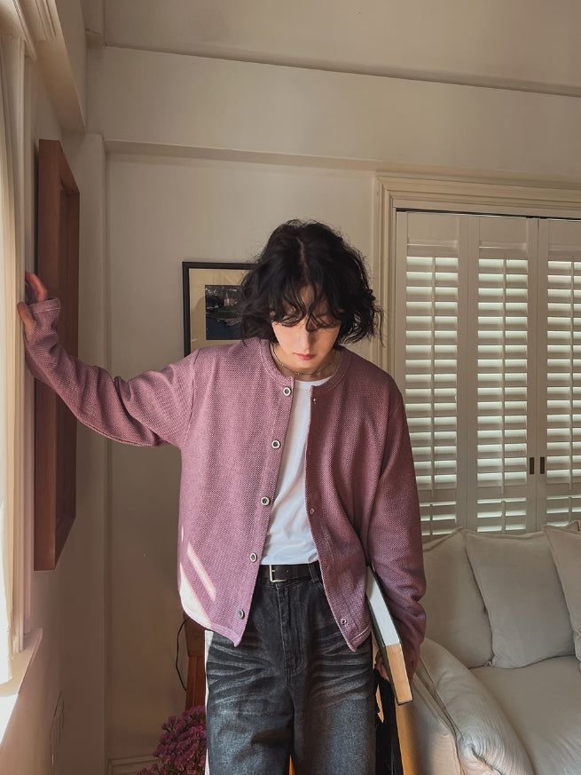 Cinder Pigment Waffle Warmer Cardigan