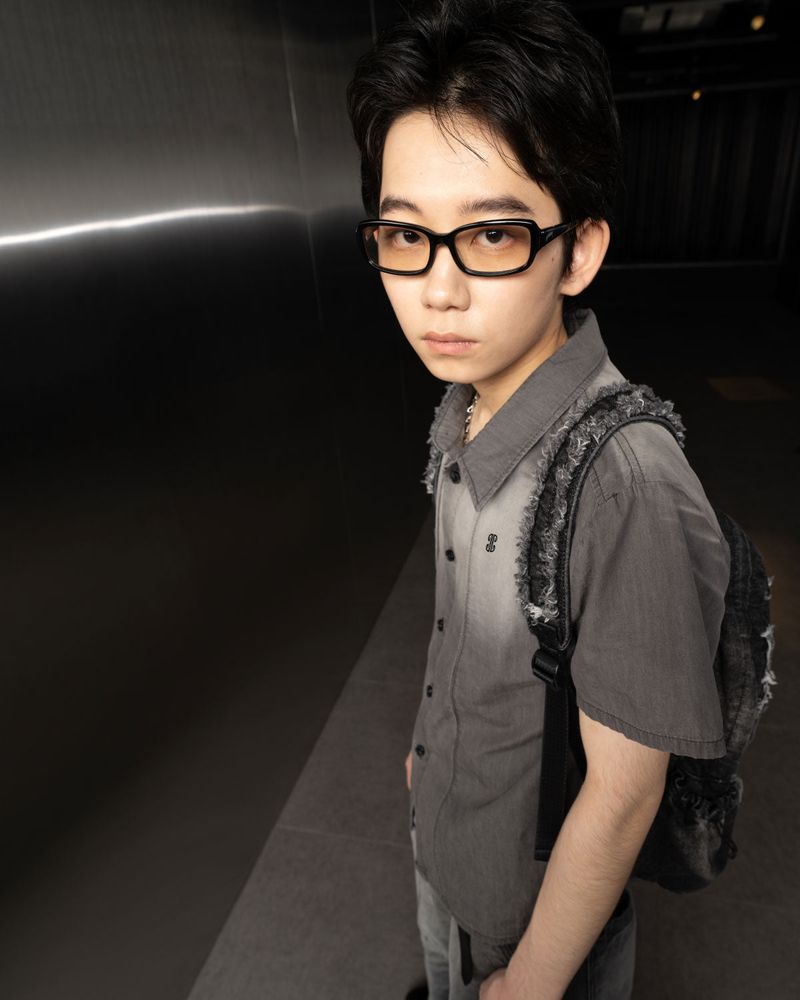 Washed Denim Half Shirt (Gray)
