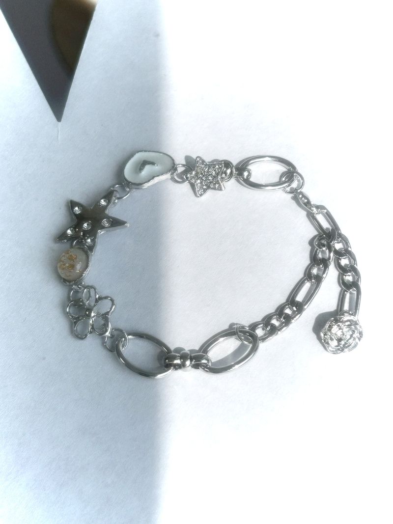 Star Flower Silver Chain Bracelet