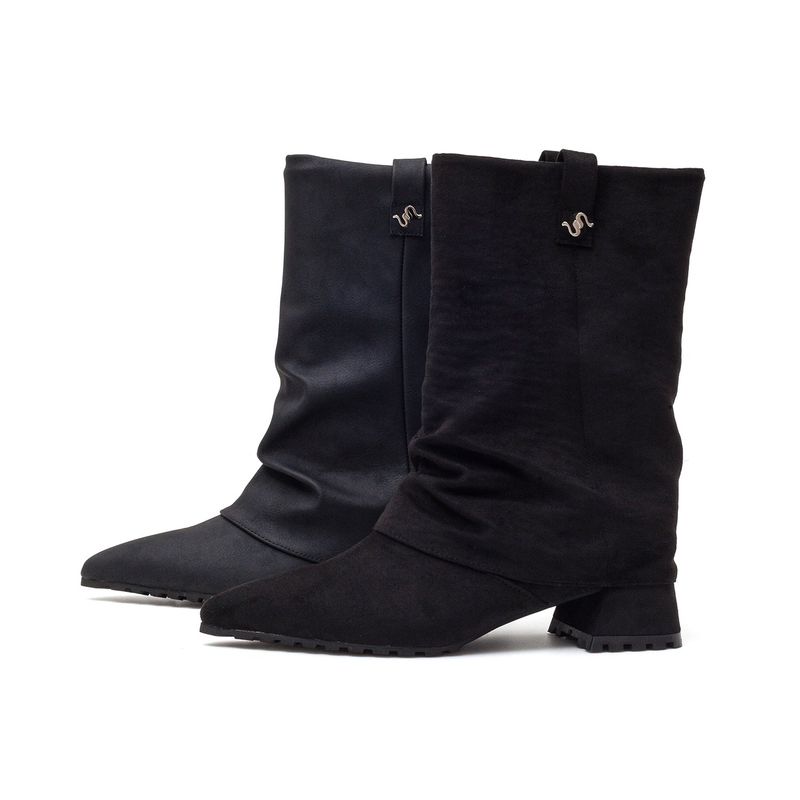 Slouchy Walker Boots(Suede Black)